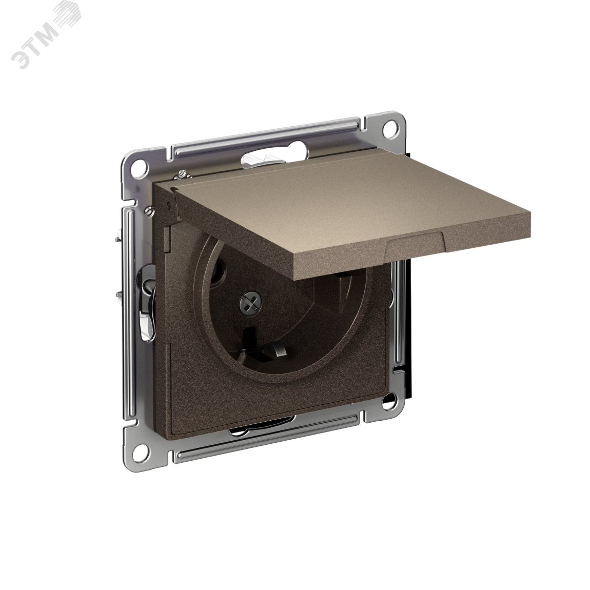 Изображение товара Розетка ATLASDESIGN с заземлением и шторками 16А мокко Systeme Electric