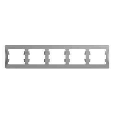 GLOSSA Рамка горизонтальная 5 постов алюминий