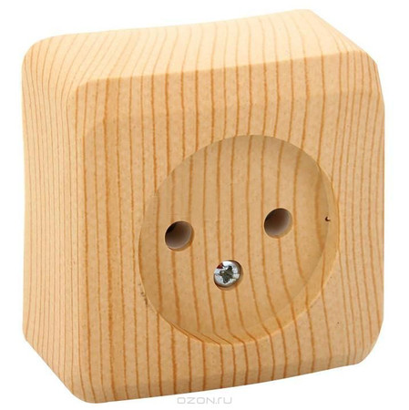 ЭТЮД Розетка наружная без заземления без шторок сосна