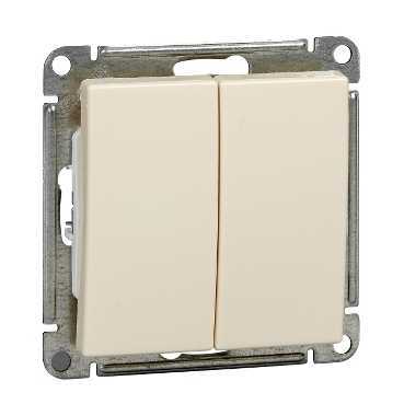 W59 Переключатель двухклавишный, 10АХ, механизм, слоновая кость