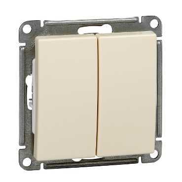 W59 Выключатель двухклавишный, 10АХ, механизм, слоновая кость