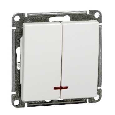 W59 Выключатель двухклавишный с подсв. 10АХ, механизм, белый