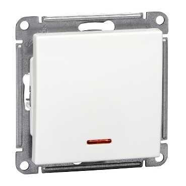 Выключатель одноклавишный, с подсветкой, 10АХ, механизм, белый