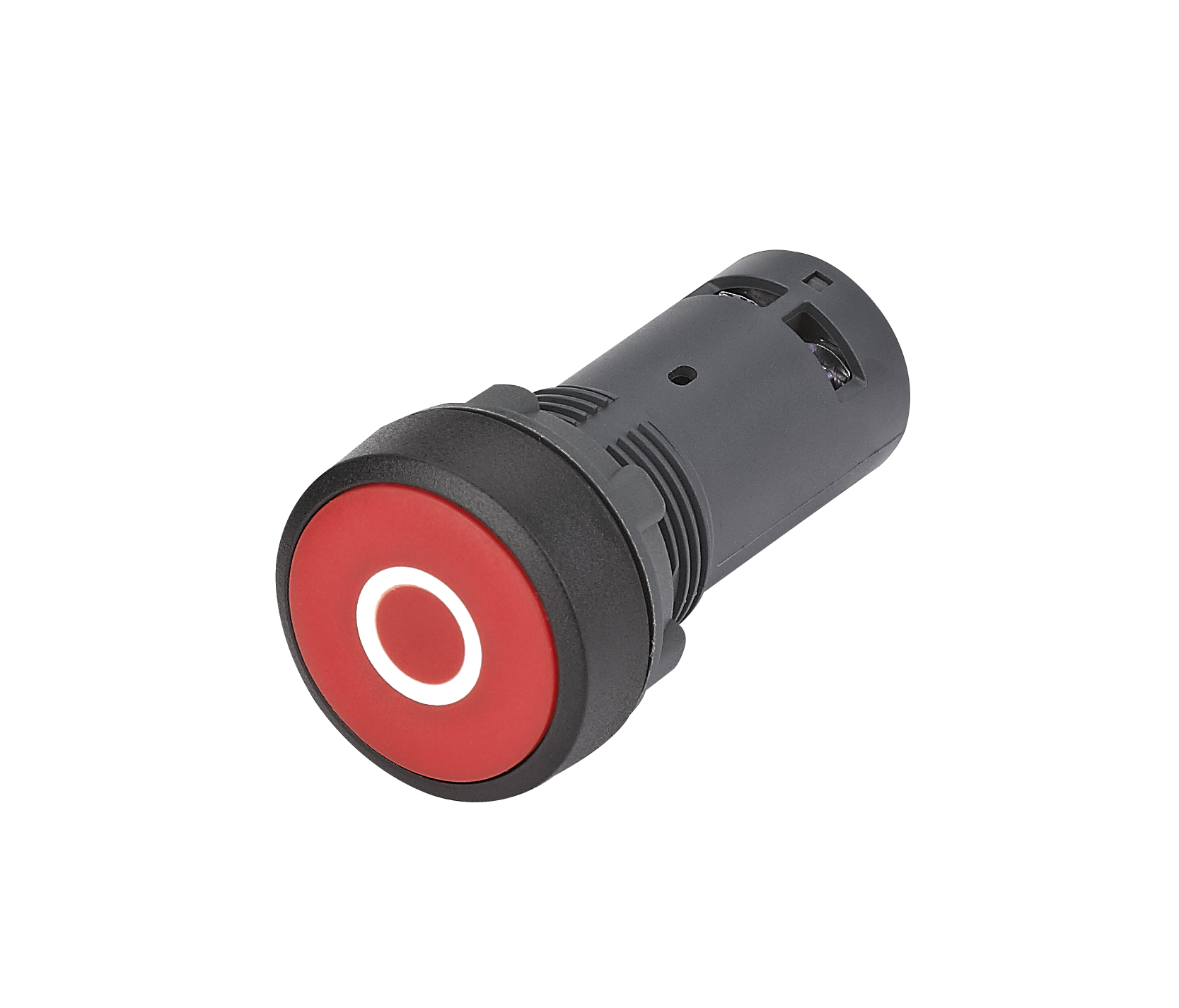 Кнопка моноблочная 22мм красная с возвратом, с маркировкой O, пластик, 1НО+1НЗ, IP65 SB7