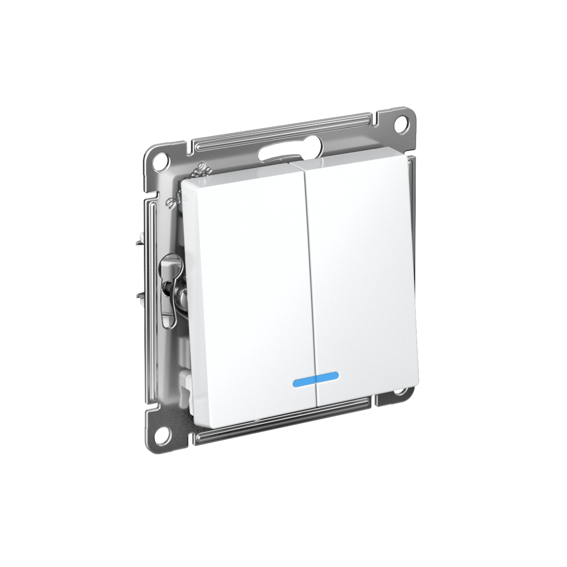 Выключатель двухклавишный ATLASDESIGN с подсветкой схема 5а 10АХ механизм белый