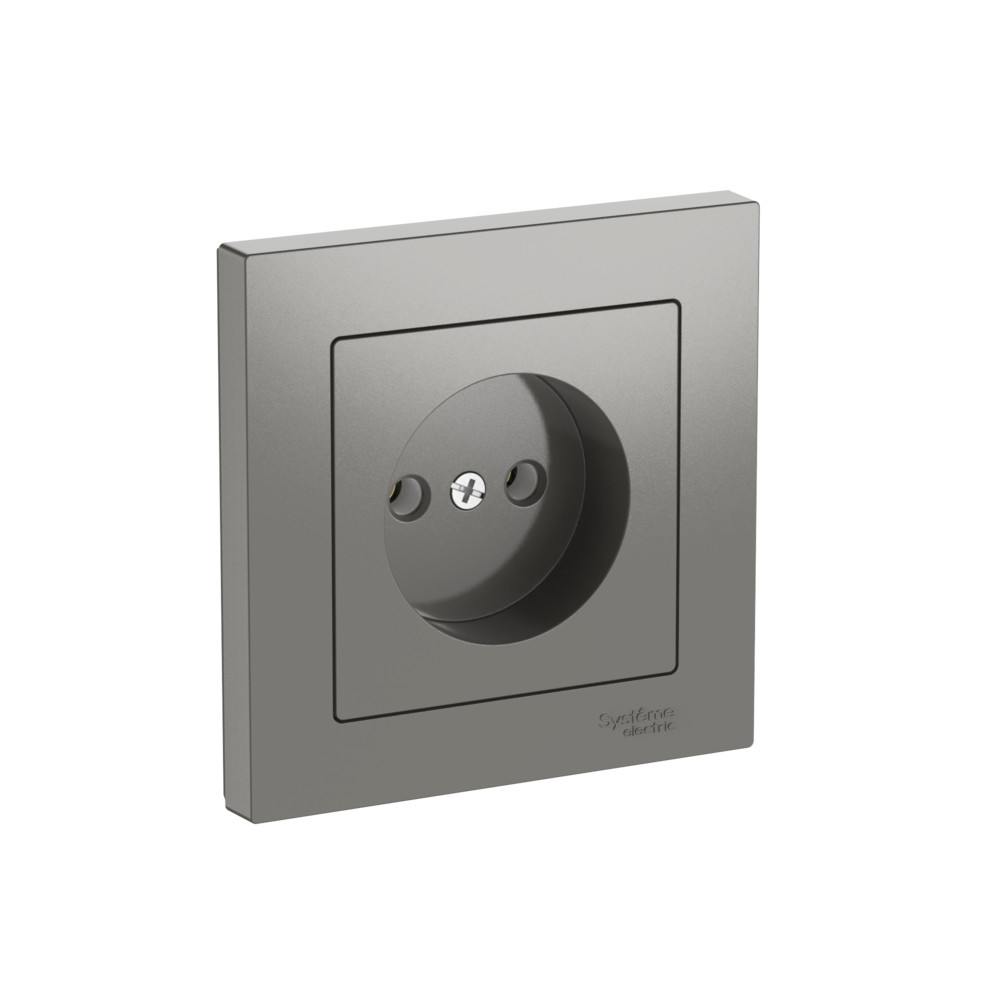 ATLASDESIGN РОЗЕТКА без заземления, 16А, в сборе, быстрозажимные клеммы, СТАЛЬ