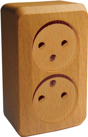 ЭТЮД Розетка двойная наружная без заземления без шторок Бук