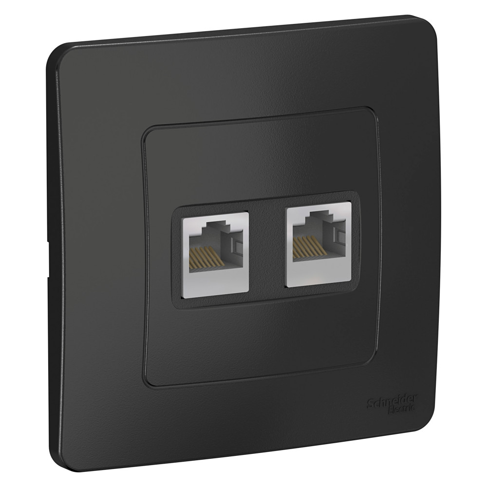 BLANCA скрытой установки розетка двойная компьютерная RJ45, антрацит
