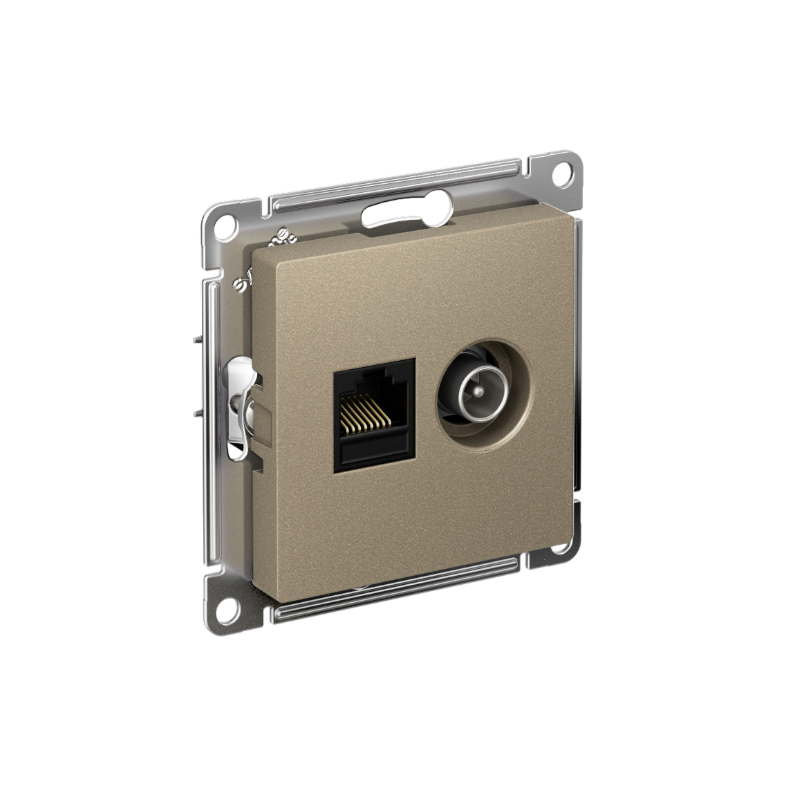 Розетка ATLASDESIGN двойная компьютерная+ТВ RJ45+TV категория 5E механизм шампань