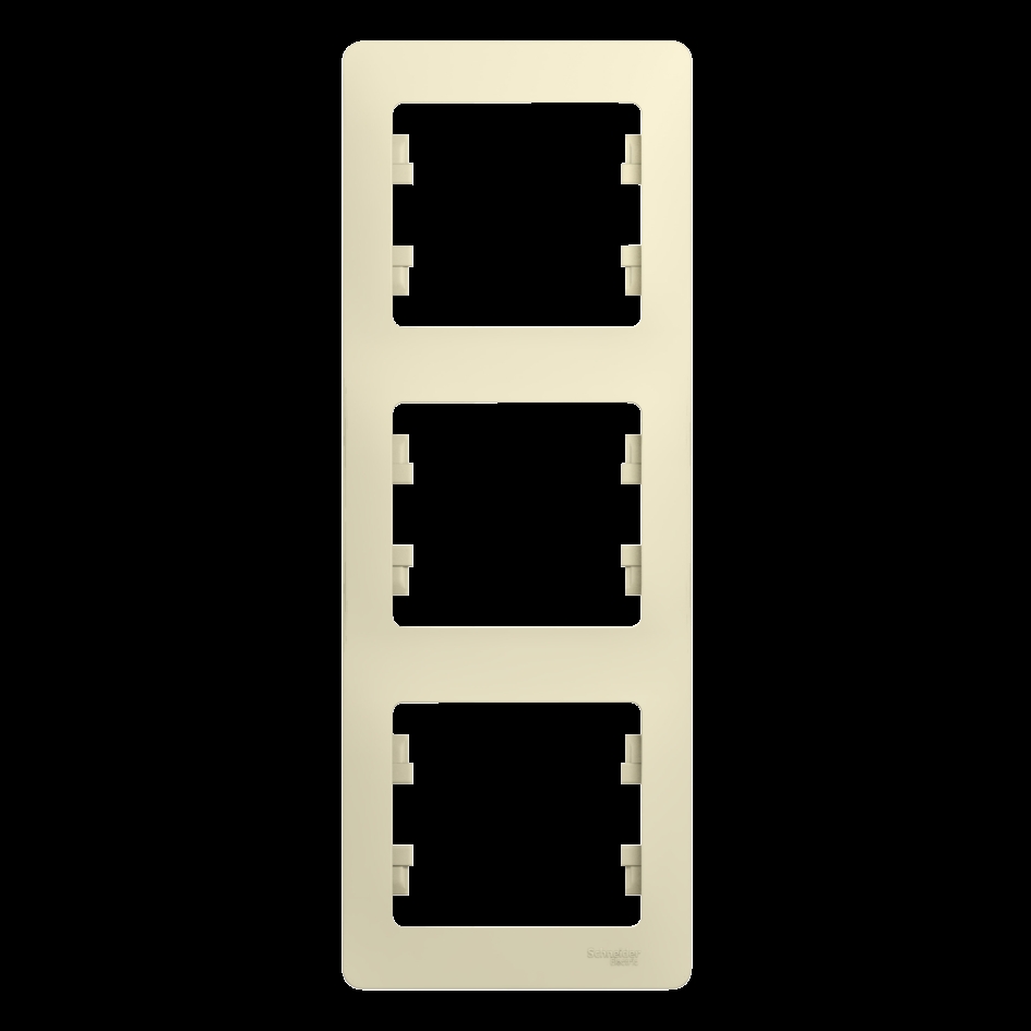 GLOSSA Рамка 3 поста вертикальная бежевая