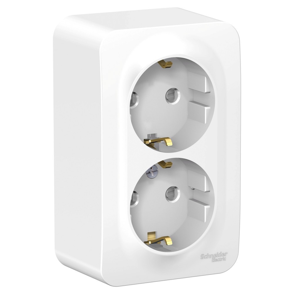 BLANCA  розетка наружная  двойная с заземлением со шторками, 16А, 250В, белый