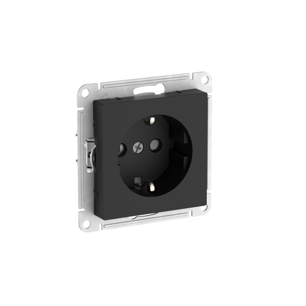 ATLASDESIGN РОЗЕТКА с заземлением со шторками, 16А, быстрозажимные клеммы, КАРБОН