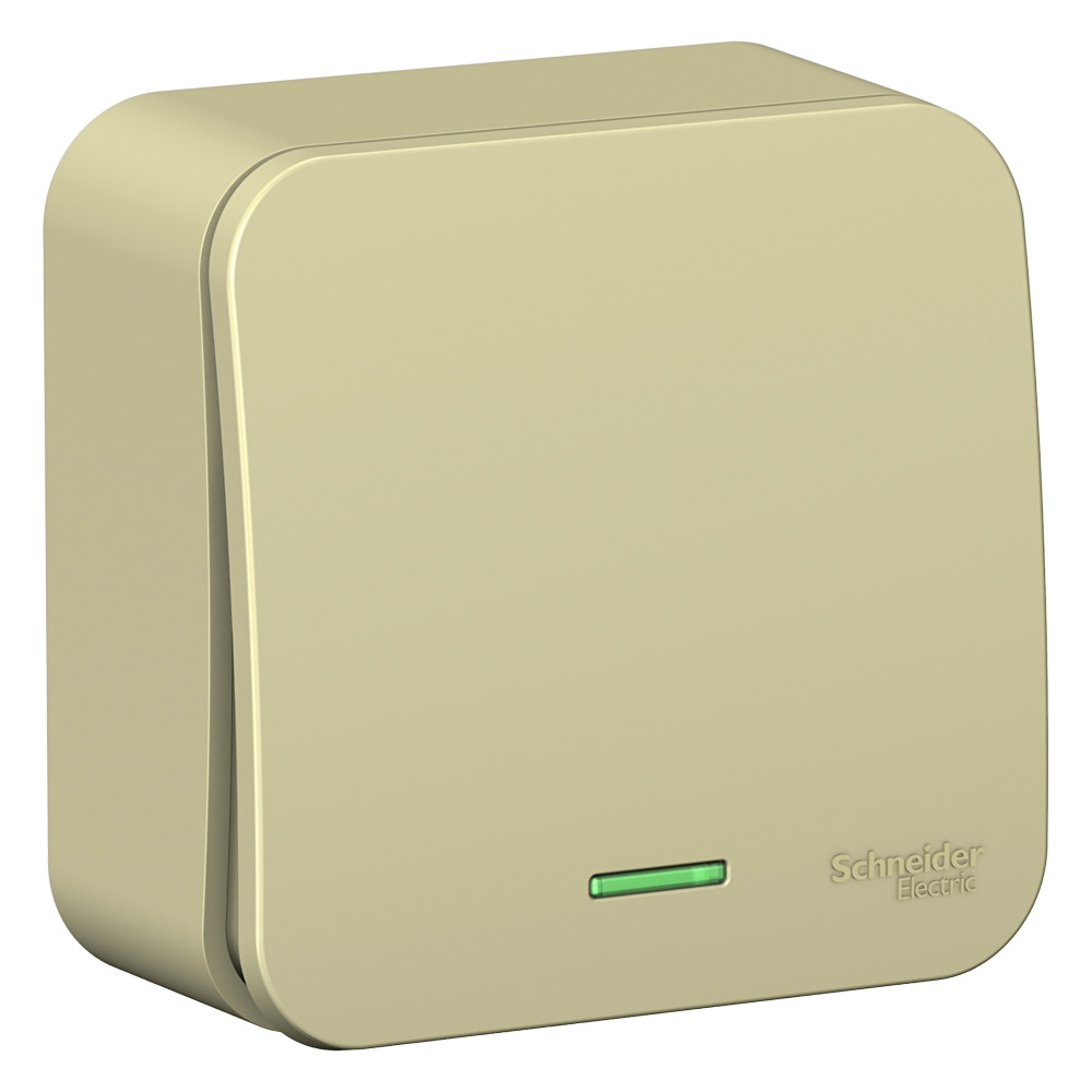 Переключатель BLANCA открытой установки одноклавишный (cх.6) с изолирующей пластиной и подсветкой, 10А, 250B, бежевый