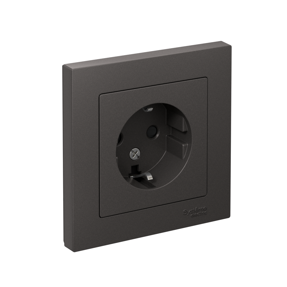 ATLASDESIGN РОЗЕТКА с заземлением со шторками, 16А, в сборе, БАЗАЛЬТ