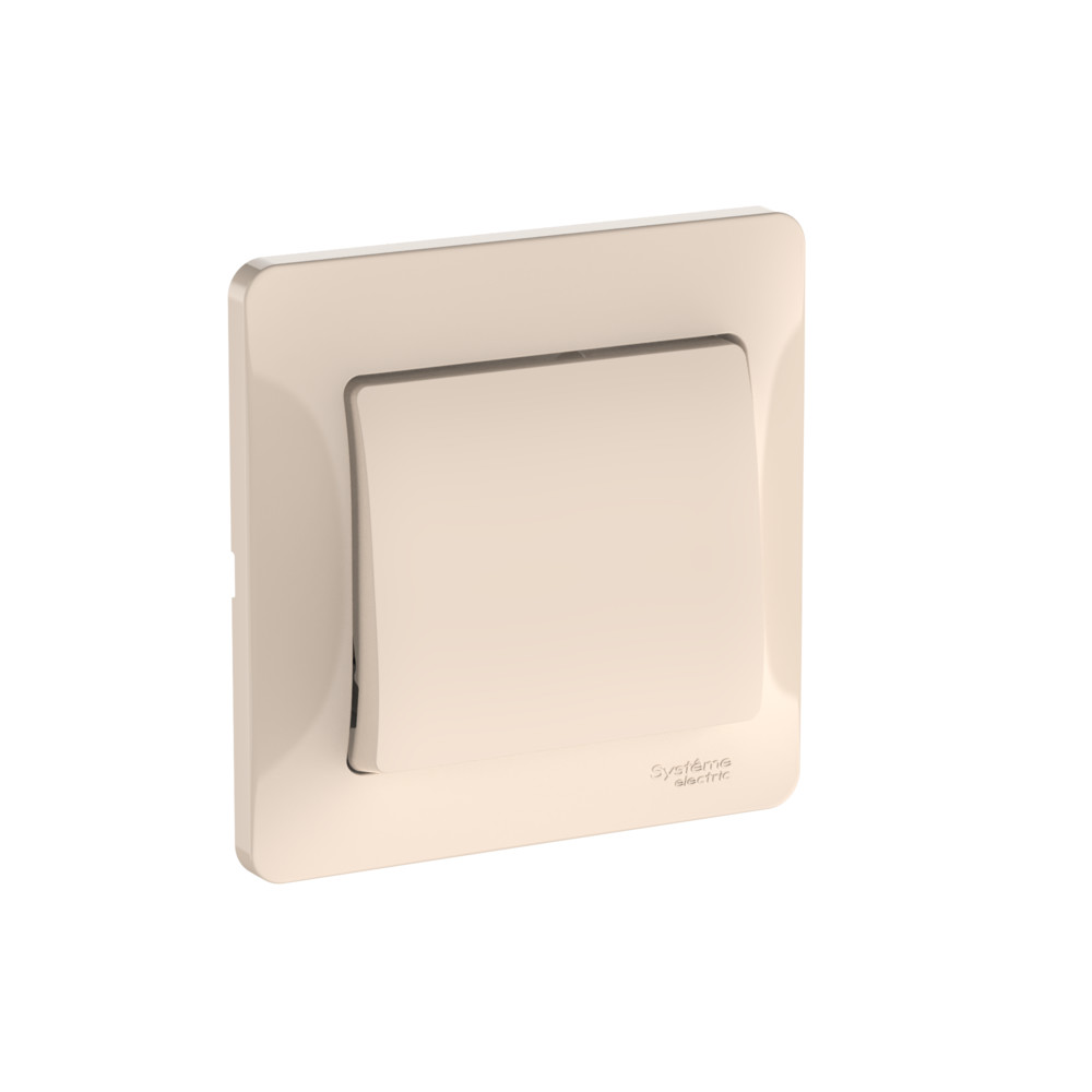 GLOSSA 1-клавишный ВЫКЛЮЧАТЕЛЬ, сх.1, 10АХ, в сборе, быстрозажимные клеммы, БЕЖЕВЫЙ