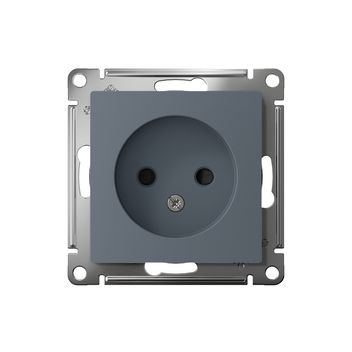 Розетка ATLASDESIGN без заземления со шторками 16А механизм грифель