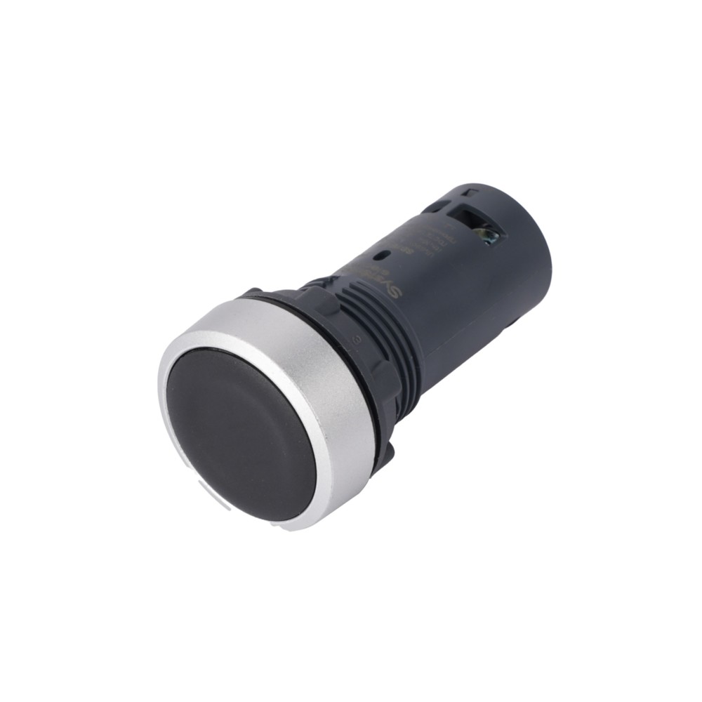 Кнопка SB7 моноблочная 22мм черная с возвратом, металл, 1НО, IP65