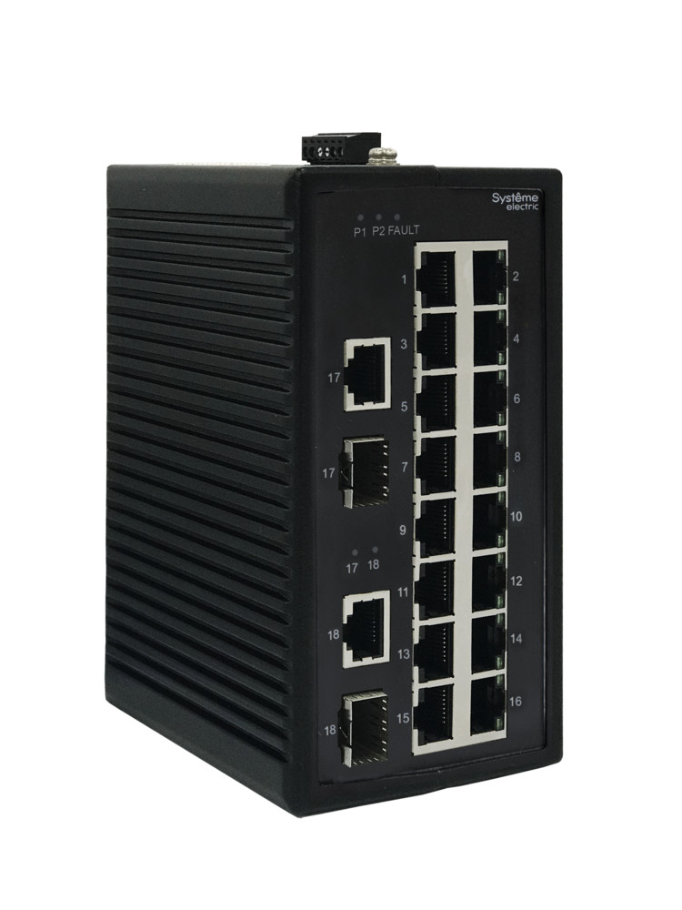 Коммутатор промышленный неуправляемый Ethernet, 16x10/100BaseT, 2x100/1000BaseX SFP