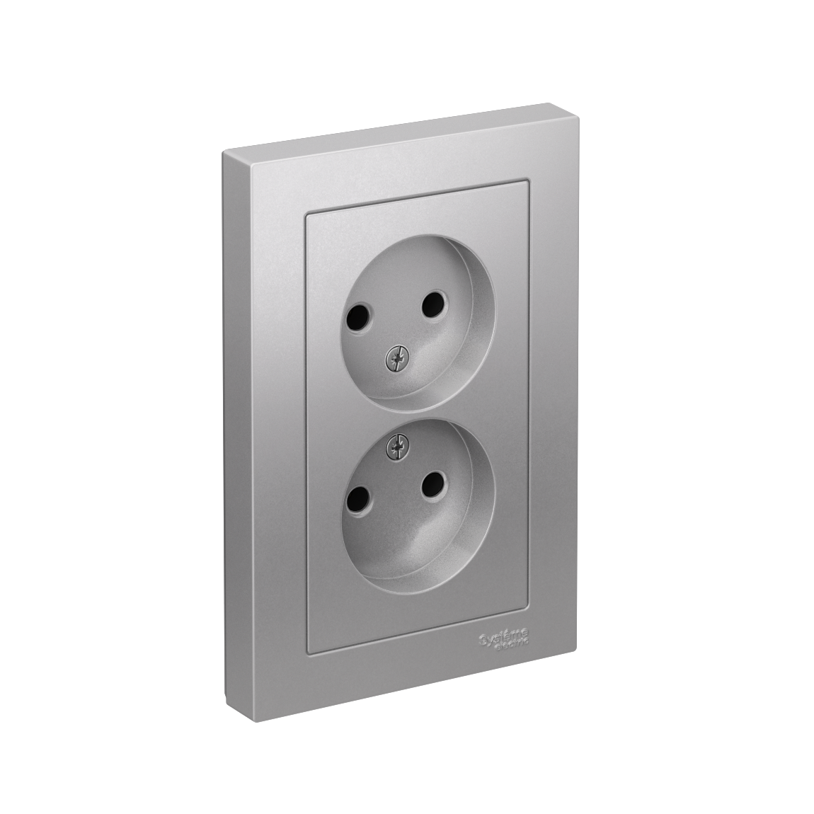 Розетка ATLASDESIGN двойная без заземления 16А в сборе алюминий