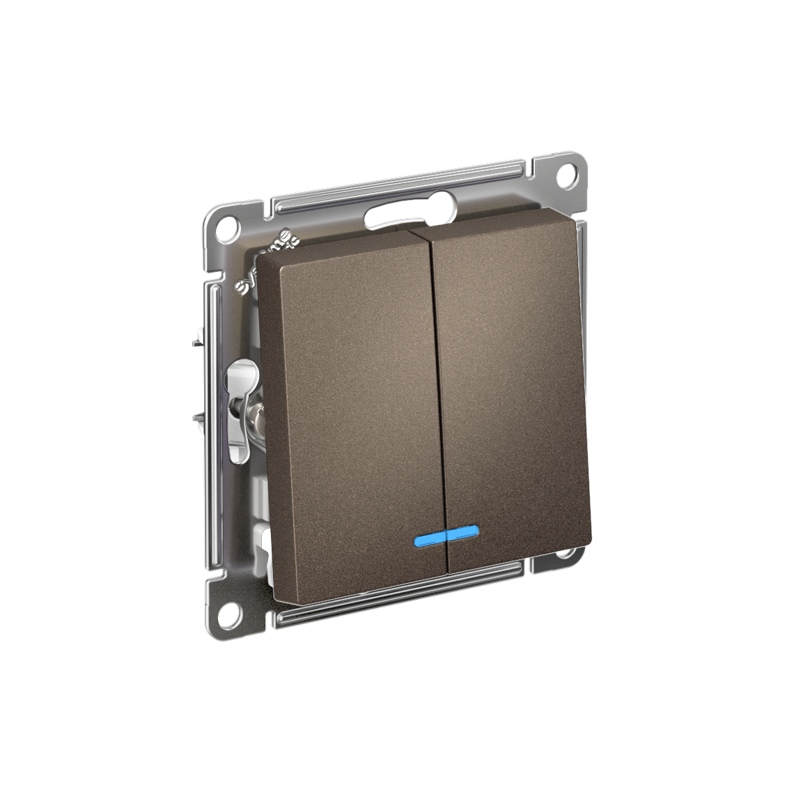 Выключатель двухклавишный ATLASDESIGN с подсветкой схема 5а 10АХ механизм мокко