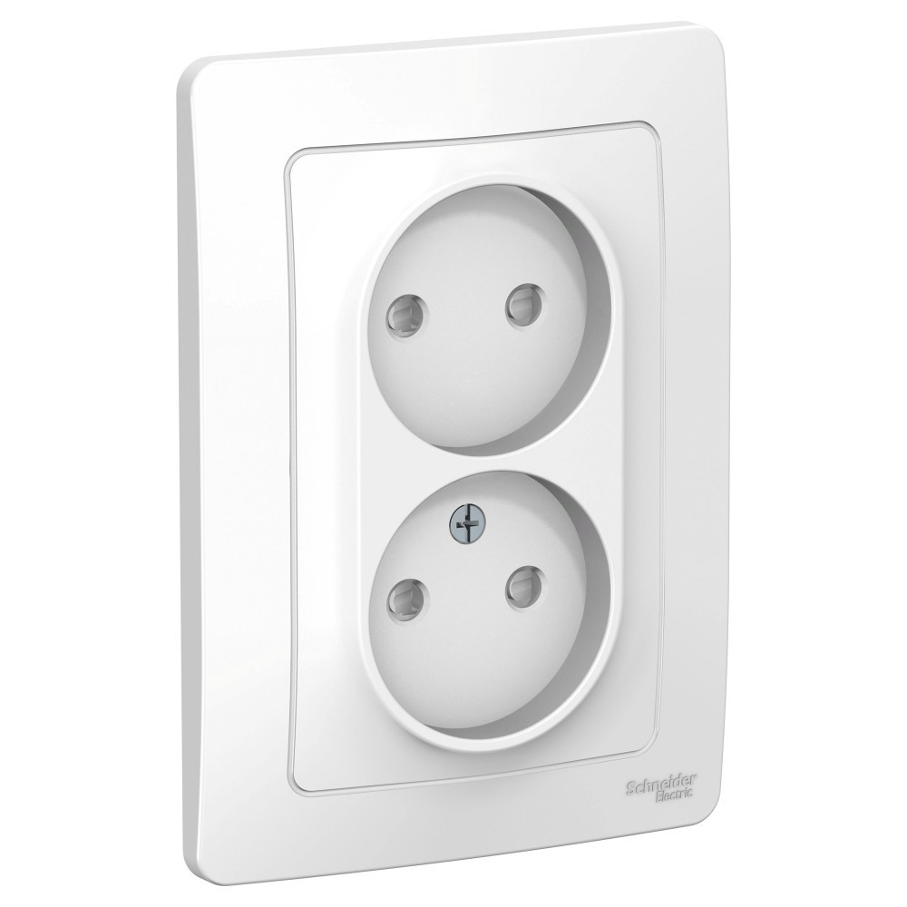 BLANCA скрытой установки розетка двойная без заземления со шторками, 16А, 250В, белый