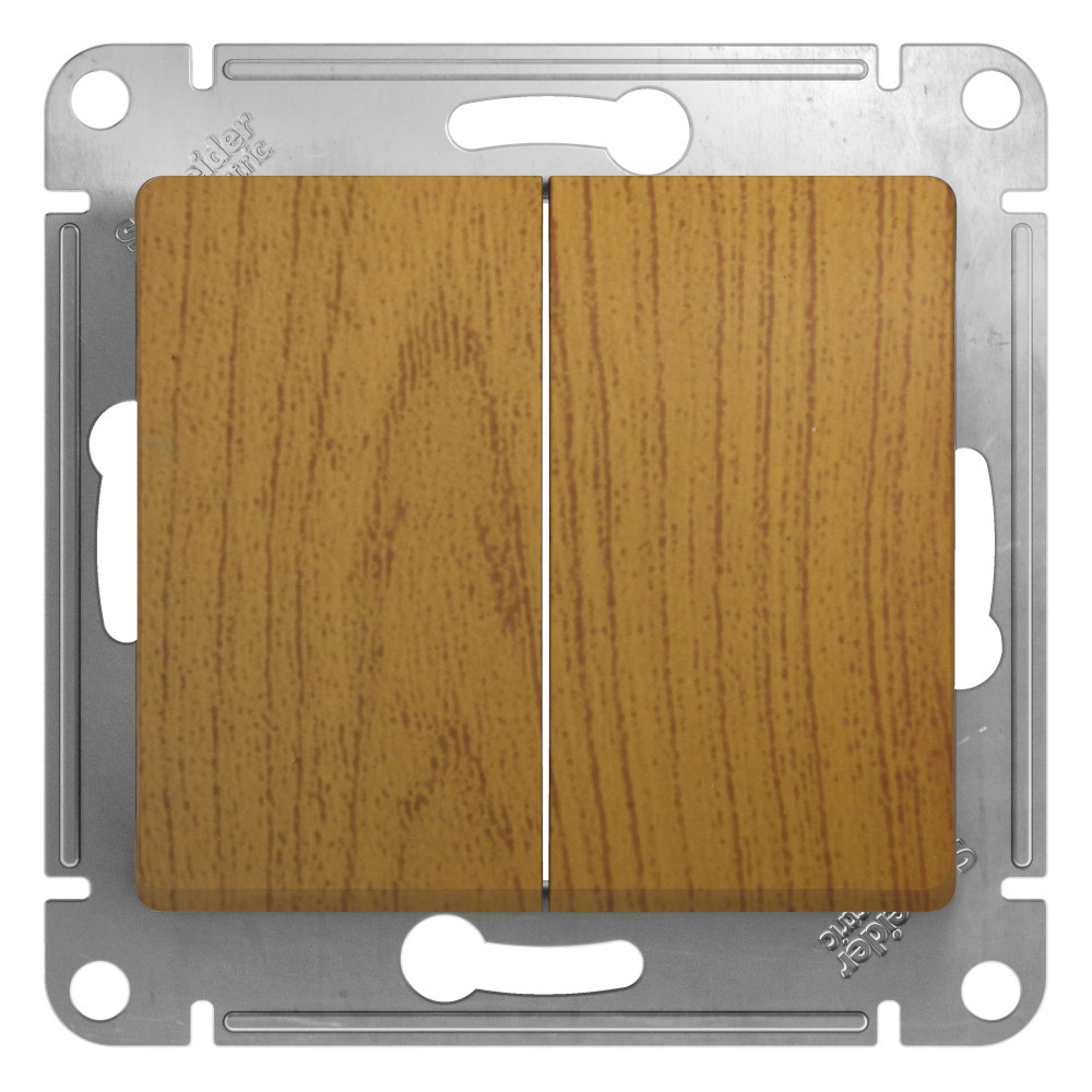 GLOSSA Переключатель двухклавишный в рамку дуб сх.6