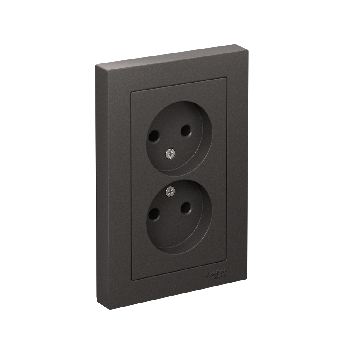 ATLASDESIGN РОЗЕТКА двойная без заземления,16А, в сборе, БАЗАЛЬТ
