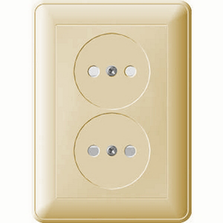 W59 Розетка двойная скрытая без заземления 16А бежевая