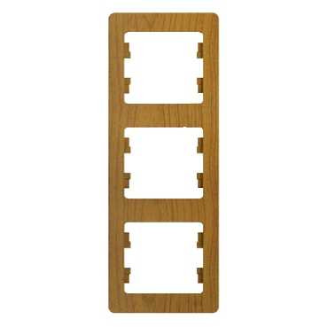 GLOSSA Рамка 3 поста вертикальная дуб