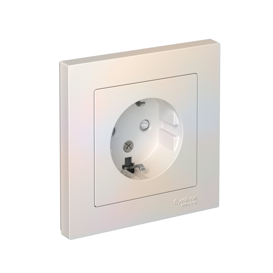 Розетка ATLASDESIGN с заземлением со шторками 16А в сборе жемчуг