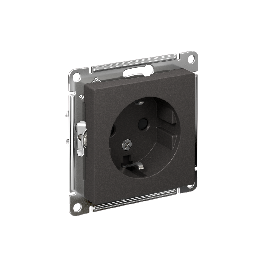 ATLASDESIGN РОЗЕТКА с заземлением со шторками, 16А, механизм, БАЗАЛЬТ