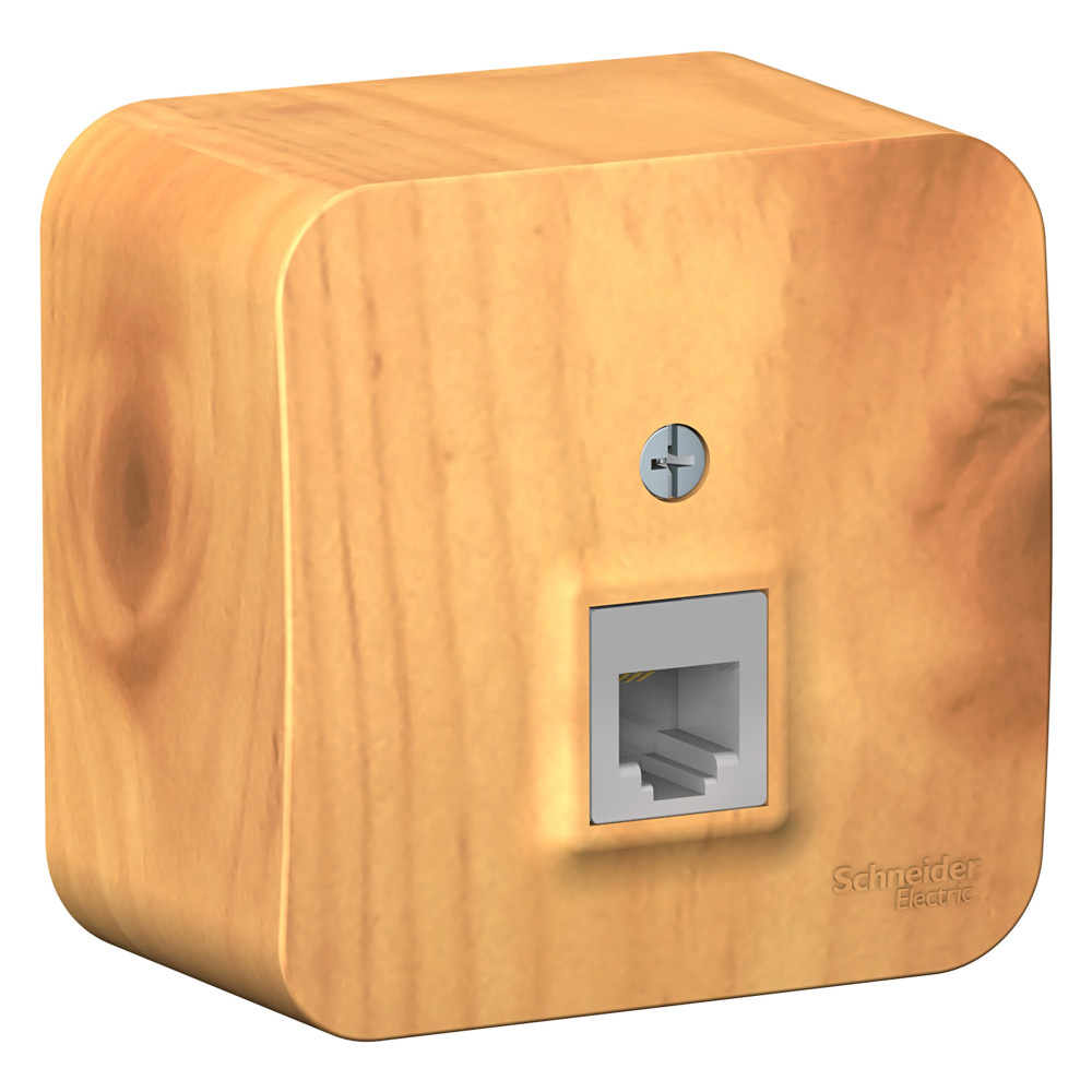 Розетка BLANCA наружная телефонная RJ11, с изолирующей пластиной, ясень