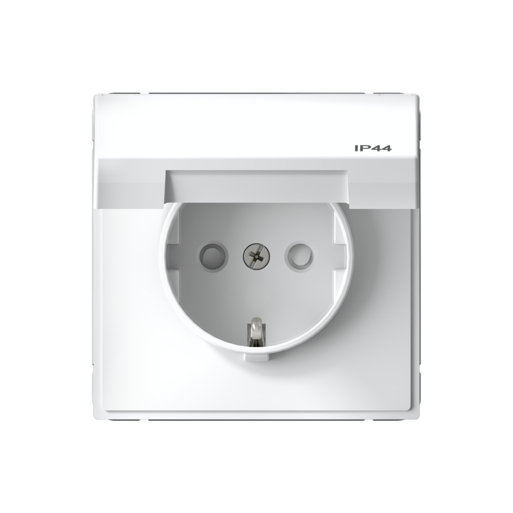 ARTGALLERY РОЗЕТКА с заземлением со шторками с    крышкой 16А, IP44, механизм, быстрозажимные       клеммы, белый