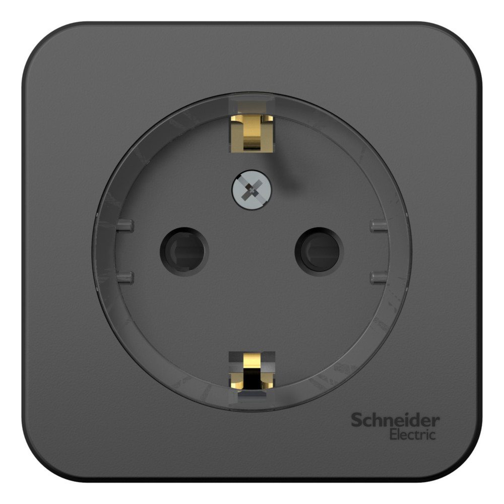 Розетка наружная BLANCA с заземлением со шторками (тонкая) изоляционная пластина 16А 250В антрацит