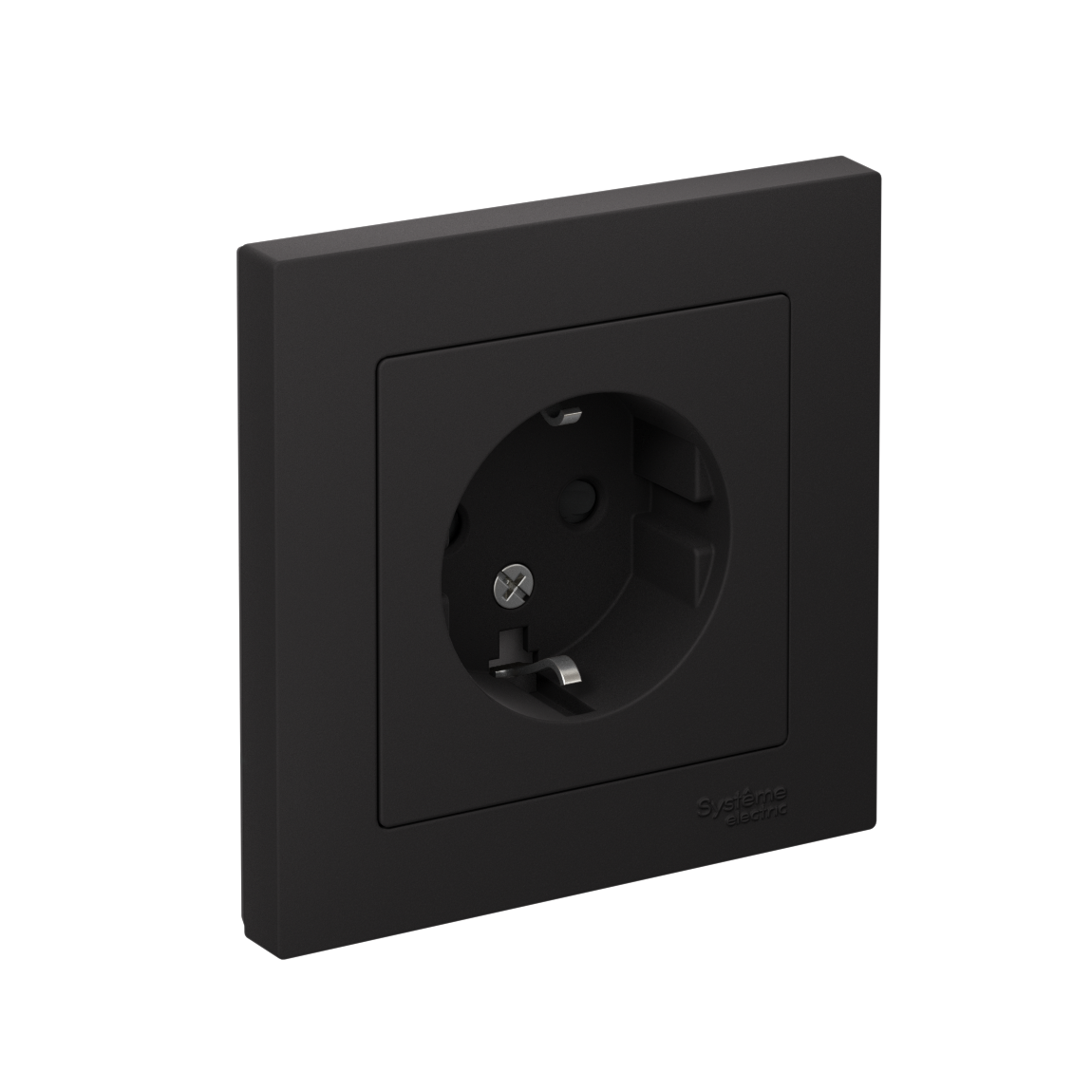 Розетка ATLASDESIGN с заземлением со шторками 16А в сборе карбон