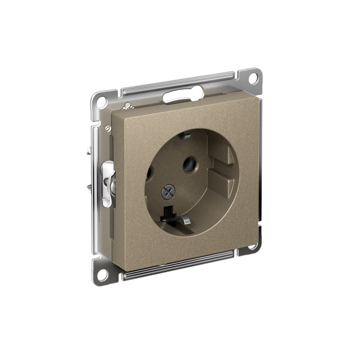 Розетка ATLASDESIGN с заземлением 16А механизм шампань