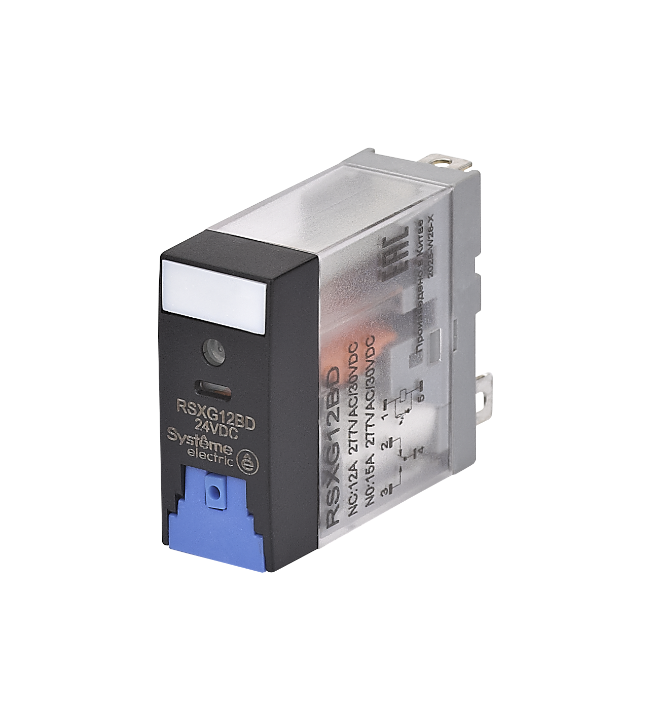 Реле промежуточное 12A 1CO 24VDC тест кнопка LED