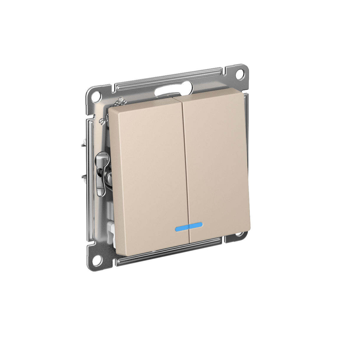 ATLASDESIGN выключатель двухклавишный с подсветкой, сх.5а, 10АХ, мех., ПЕСОЧНЫЙ