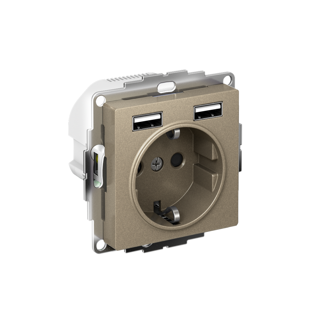 РОЗЕТКА ATLASDESIGN 16А c 2 USB A+A, 5В/2,4А, 2х5В/1,2А, механизм, ШАМПАНЬ