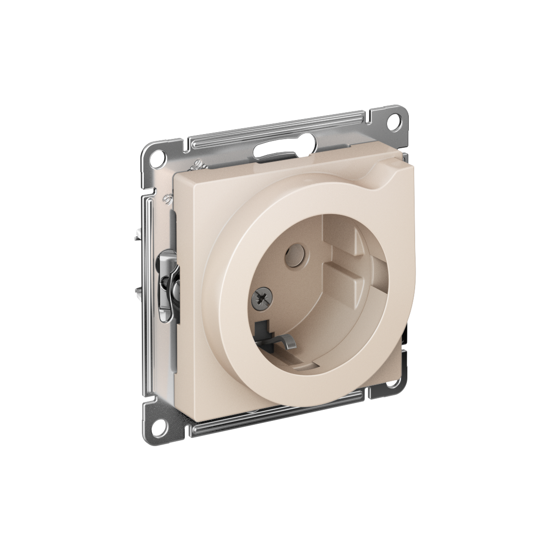 Розетка ATLASDESIGN с заземлением со шторками с выталкивателем 16А механизм бежевый