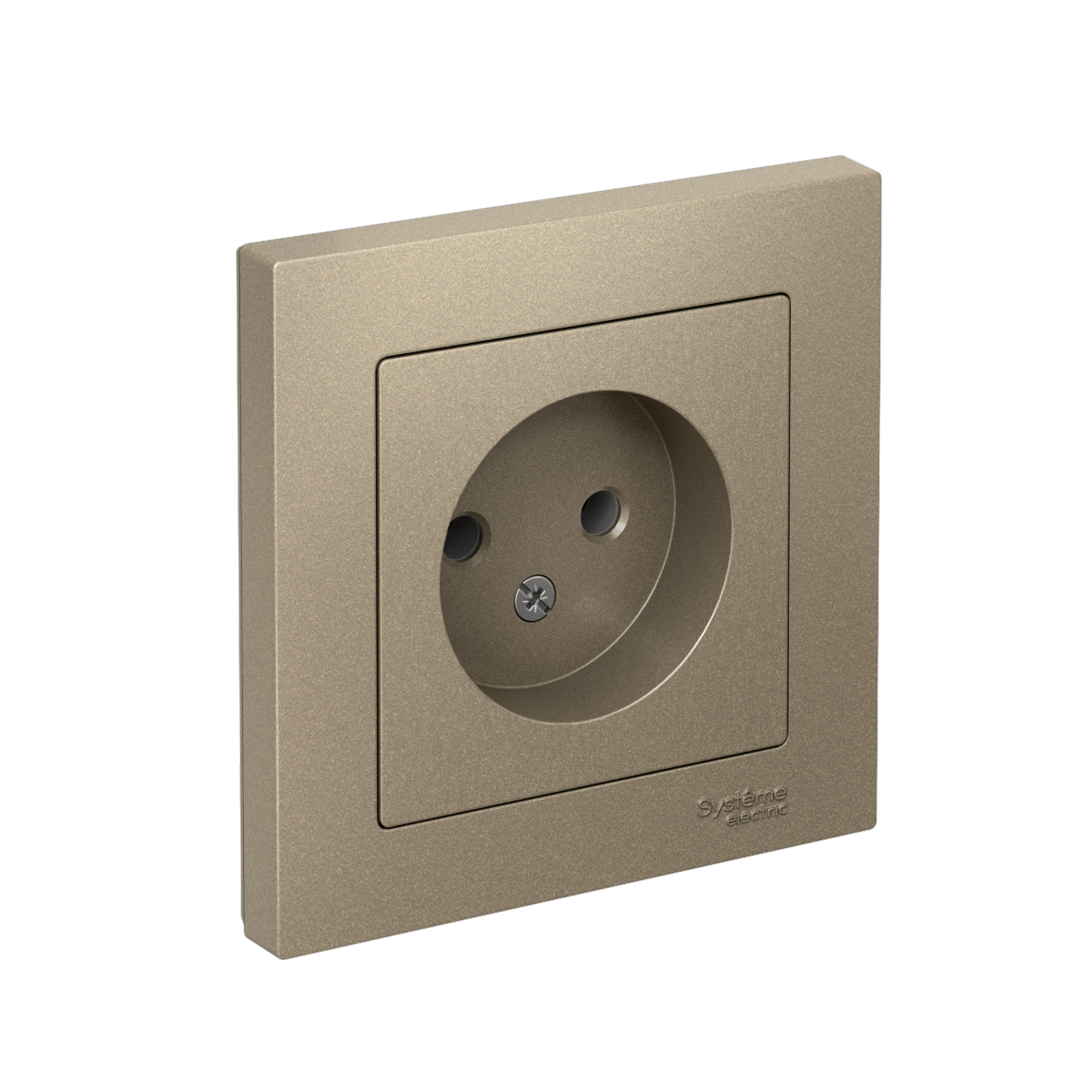 Розетка ATLASDESIGN без заземления 16А в сборе шампань