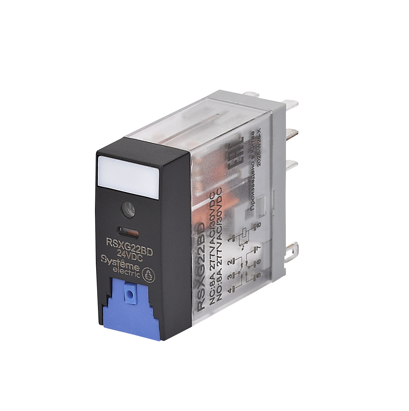 Реле промежуточное 8A 2CO 24VDC тест кнопка LED