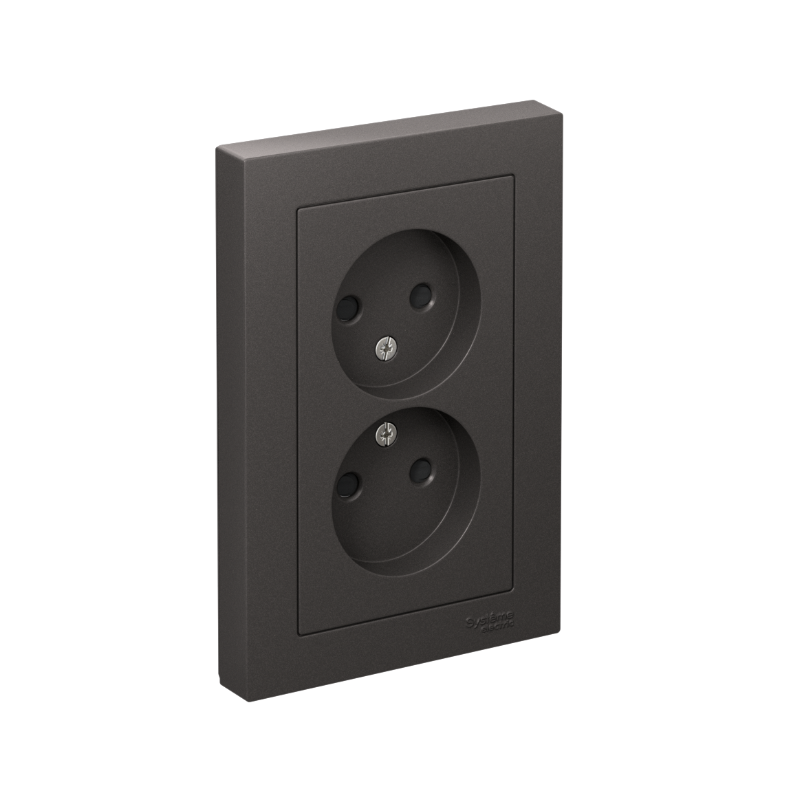 ATLASDESIGN РОЗЕТКА двойная без заземления со шторками,16А, в сборе, БАЗАЛЬТ