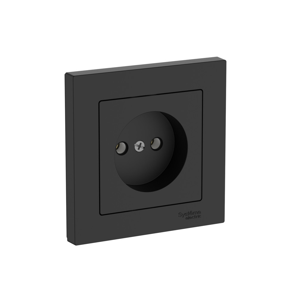 ATLASDESIGN РОЗЕТКА без заземления, 16А, в сборе, быстрозажимные клеммы, КАРБОН