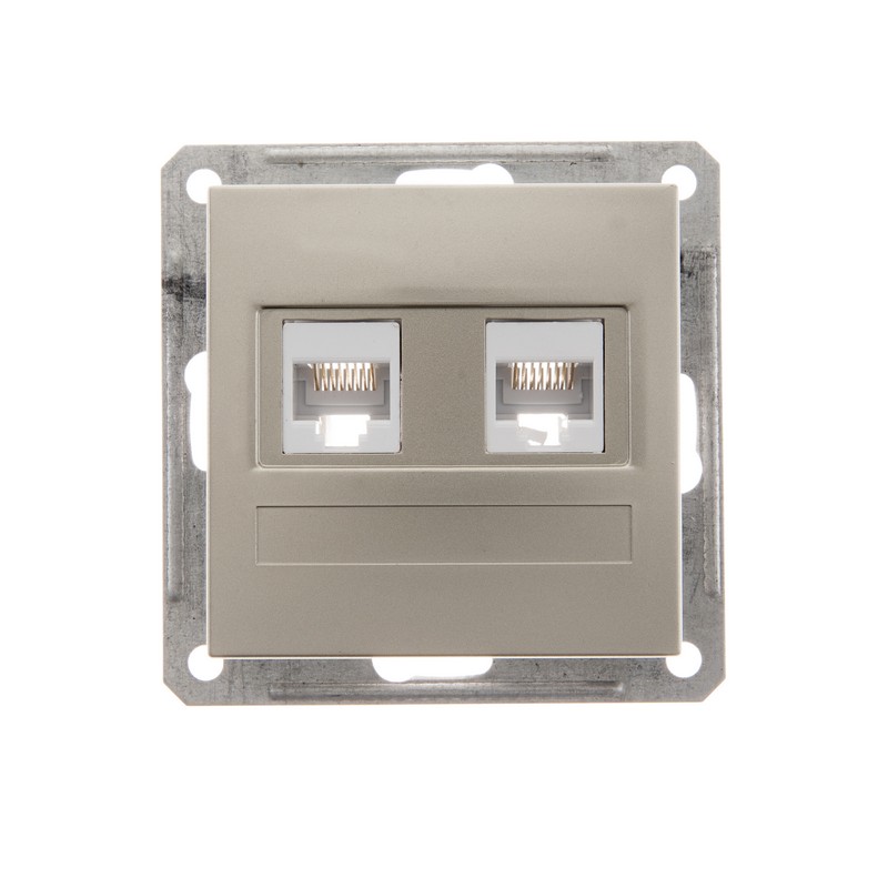 W59 Розетка двойная компьютерная категория 5е скрытая в рамку шампань