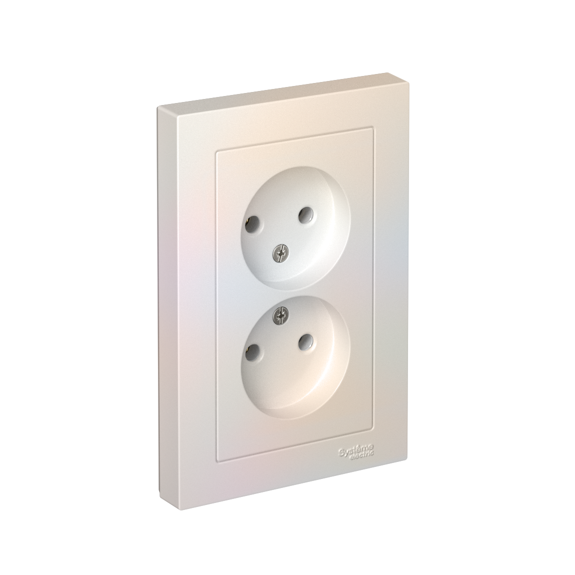 Розетка ATLASDESIGN двойная без заземления 16А в сборе жемчуг