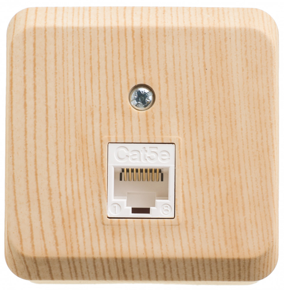 ЭТЮД Розетка открытой установки компьютерная RJ45 категория 5E сосна