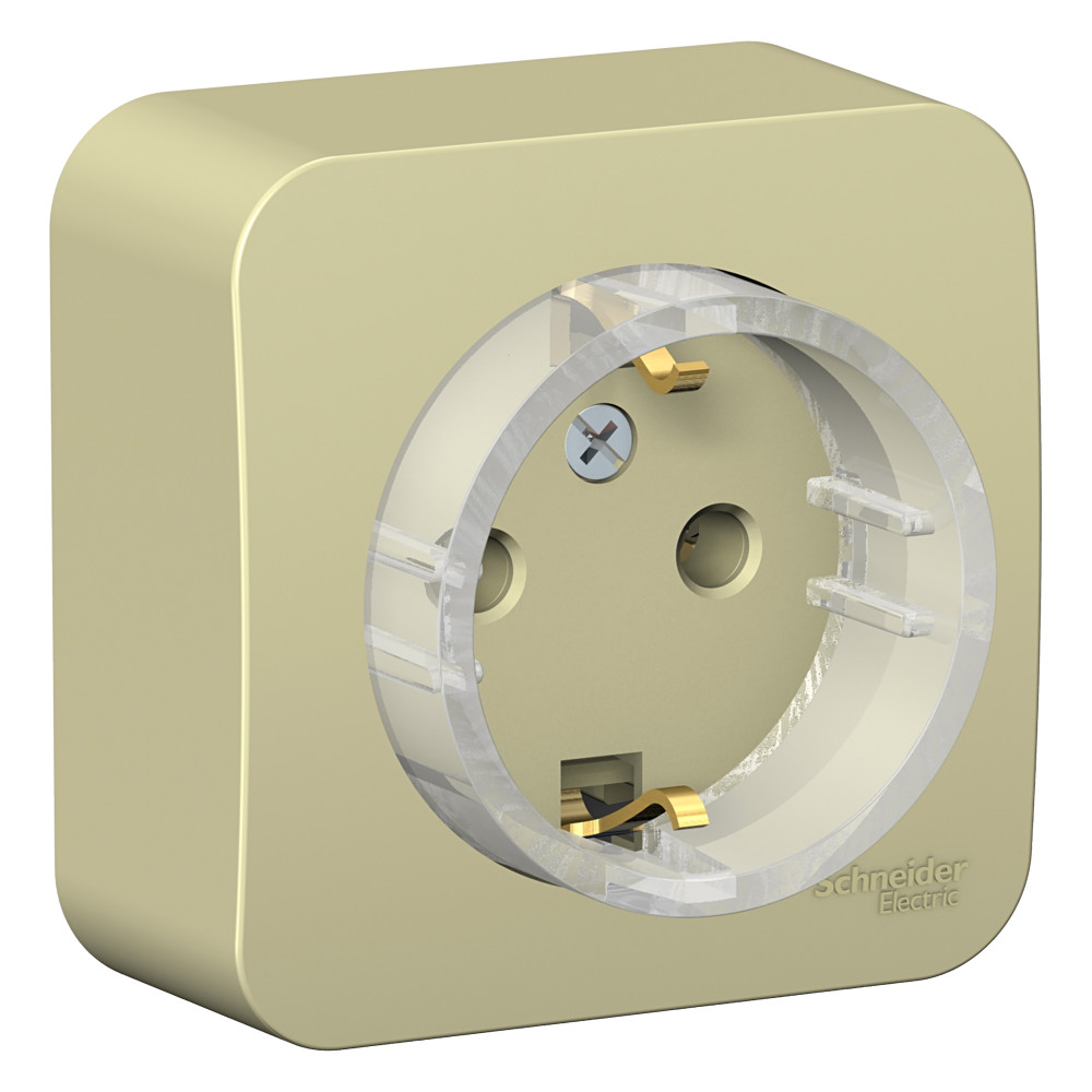 Розетка открытой установки BLANCA с заземлением без шторок, (компакт), с изолирующей пластиной, 16А, 250В, бежевый