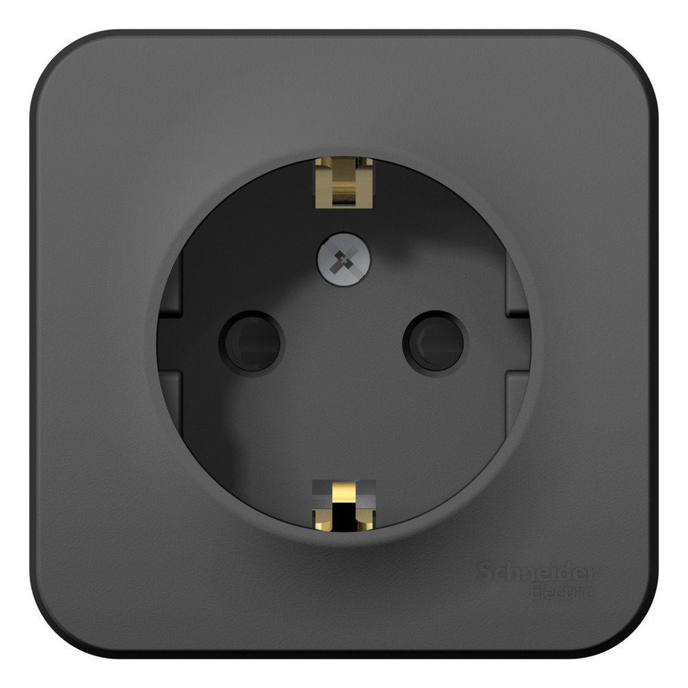 BLANCA Розетка наружная с заземлением со шторками изолированный плоский, 16А, 250В, антрацит