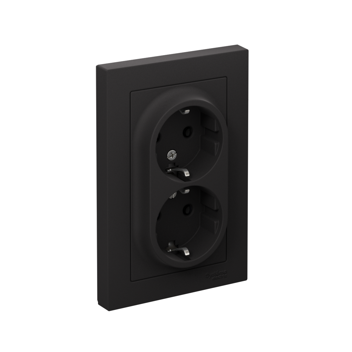 Розетка ATLASDESIGN двойная с заземлением 16А в сборе карбон